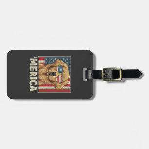 Vintage Golden Retriever 'Merica Flag Luggage Tag