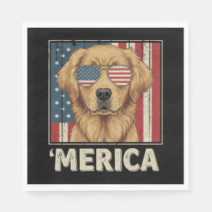 Vintage Golden Retriever 'Merica Flag Napkins