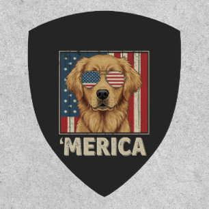 Vintage Golden Retriever 'Merica Flag Patch