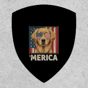 Vintage Golden Retriever 'Merica Flag Patch