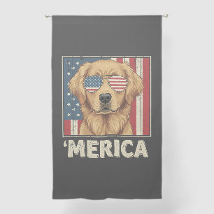 Vintage Golden Retriever 'Merica Flag Sheer Curtains
