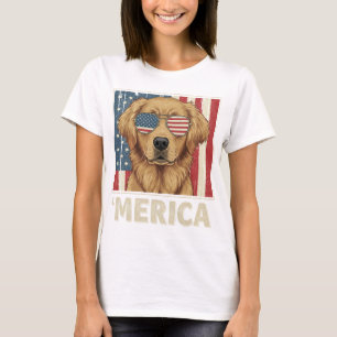Vintage Golden Retriever 'Merica Flag T-Shirt