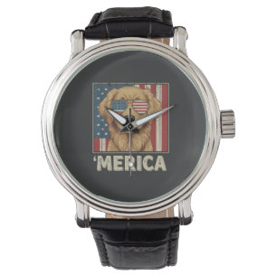 Vintage Golden Retriever 'Merica Flag Watch