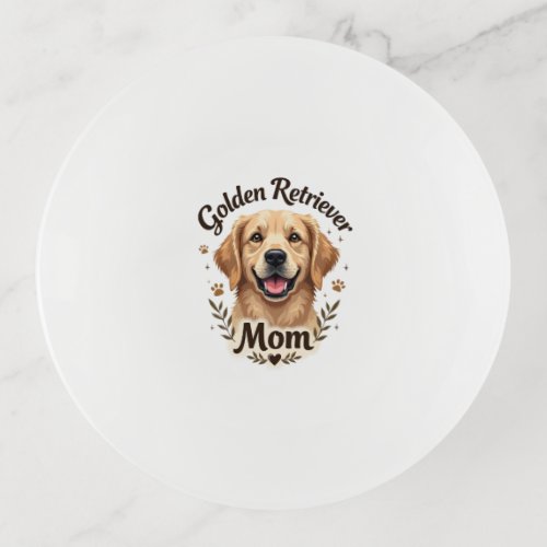 Vintage Golden Retriever Mom Dog Lover Typography Trinket Tray