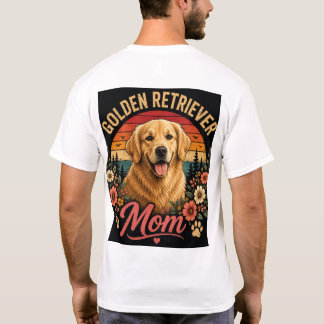 Vintage Golden Retriever Mom Floral Sunset Dog Lov T-Shirt