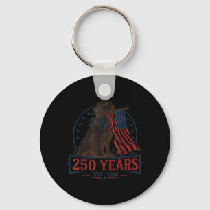 Vintage Golden Retriever Patriotic Dog 250 Years Keychain