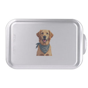 Vintage Golden Retriever Portrait with Colorful Ba Cake Pan