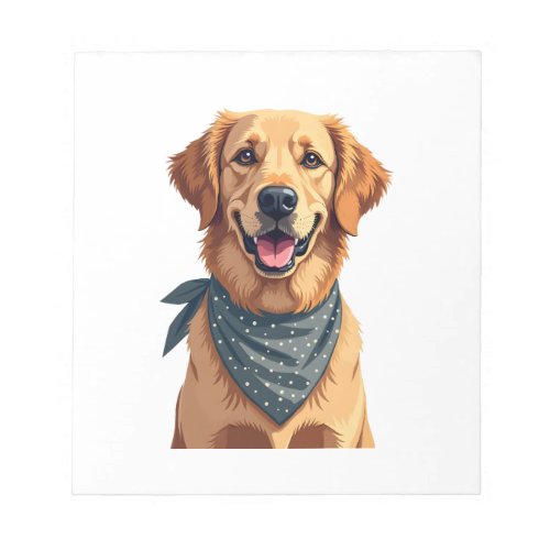 Vintage Golden Retriever Portrait with Colorful Ba Notepad