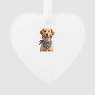 Vintage Golden Retriever Portrait with Colorful Ba Ornament