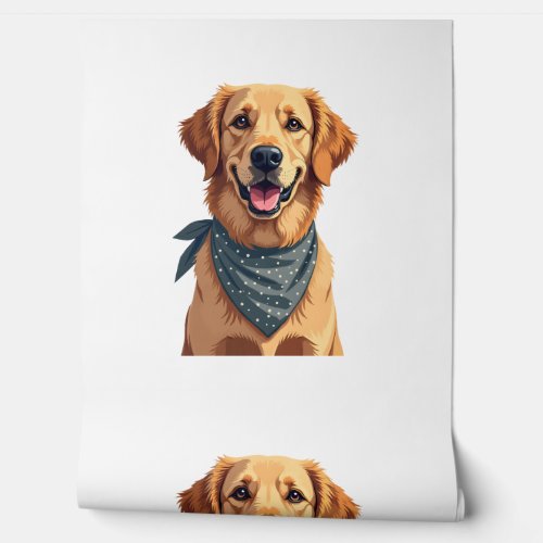 Vintage Golden Retriever Portrait with Colorful Ba Wallpaper