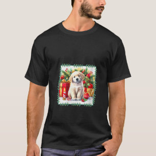 Vintage Golden Retriever Puppy Christmas Scene Dog T-Shirt