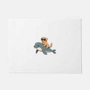 Vintage Golden Retriever Riding Beluga Whale Funny Doormat