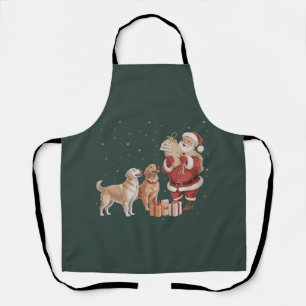 Vintage Golden Retriever Santa Christmas Dog Mom Apron