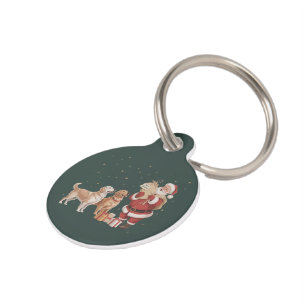 Vintage Golden Retriever Santa Christmas Dog Mom Pet ID Tag