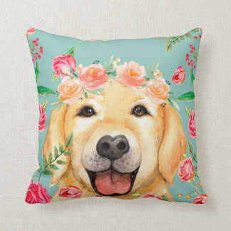 Vintage Golden Retriever Throw Pillow