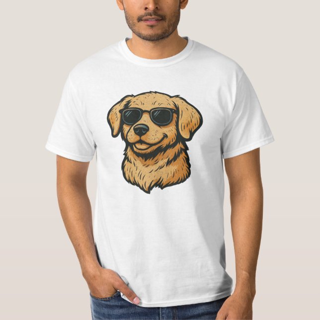 Vintage Golden Retriever with Sunglasses T-Shirt (Front)