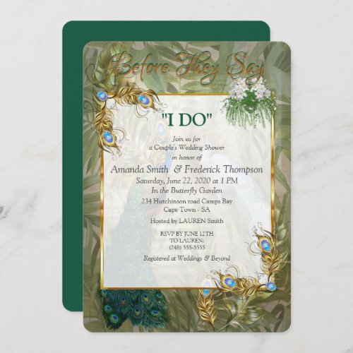 Vintage Golden Royal Peacock Temple Dreams Invitation