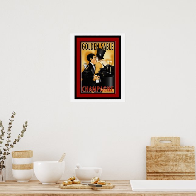 Vintage Golden Sable Champagne Ad Poster | Zazzle