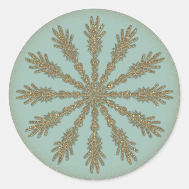 Vintage Golden Snowflake 1 Classic Round Sticker (Front)