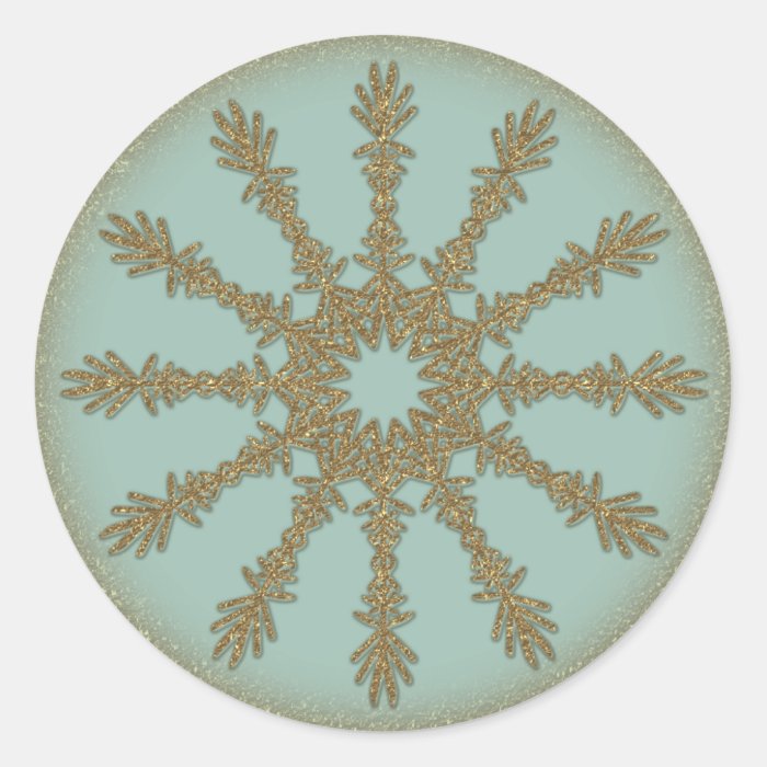 Vintage Golden Snowflake 3 Round Stickers