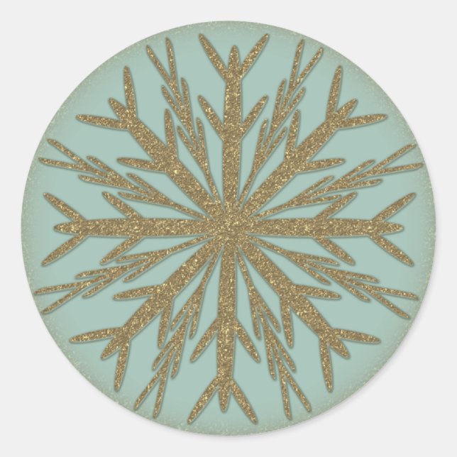 Vintage Golden Snowflake 4 Classic Round Sticker (Front)