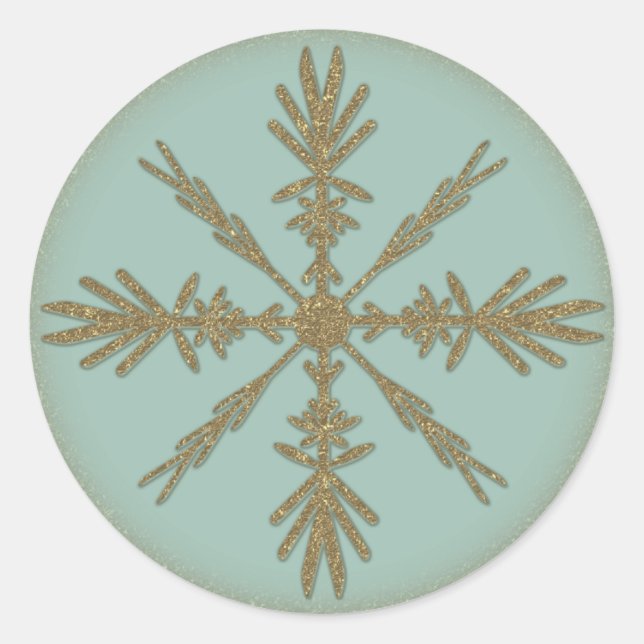 Vintage Golden Snowflake 6 Classic Round Sticker (Front)