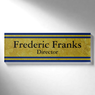 Vintage Golden Stripes - dark blue + your ideas Name Tag