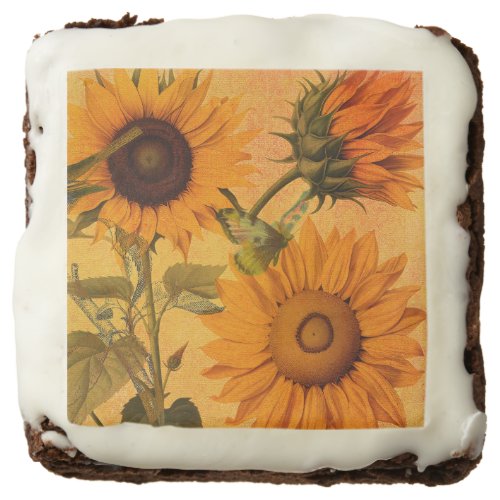 Vintage Golden Sunflower Collage Brownie