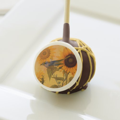 Vintage Golden Sunflower Collage Cake Pops