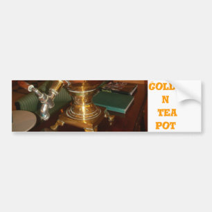 Vintage Golden Tea Pot Wall Art & Print Bumper Sticker
