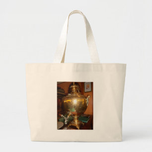 Vintage Golden Tea Pot Wall Art & Print Large Tote Bag