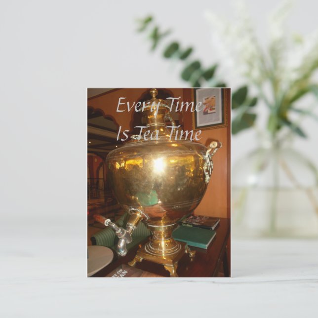 Vintage Golden Tea Pot Wall Art & Print Postcard (Standing Front)