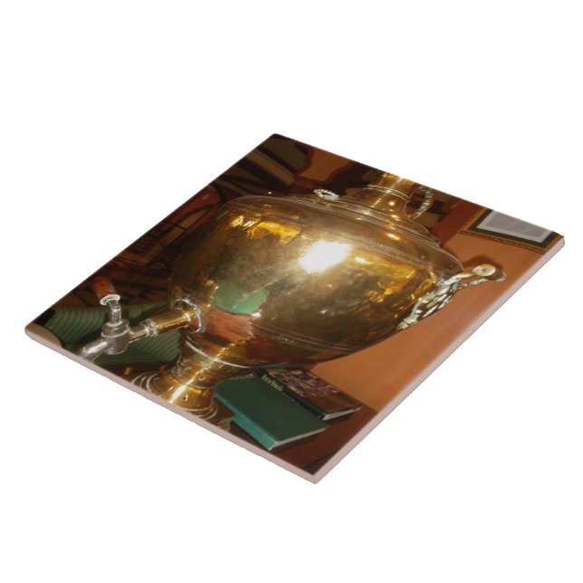 Vintage Golden Tea Pot Wall Art & Print Tile (Side)