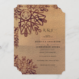 Vintage Golden Texture Ornamental Pattern Wedding Invitation
