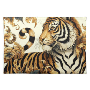 Vintage Golden Tiger Painting Cloth Placemat