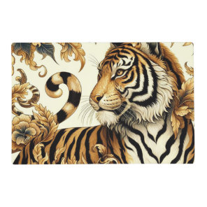 Vintage Golden Tiger Painting Placemat