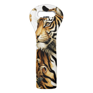 Vintage Golden Tiger Painting Wine Bag