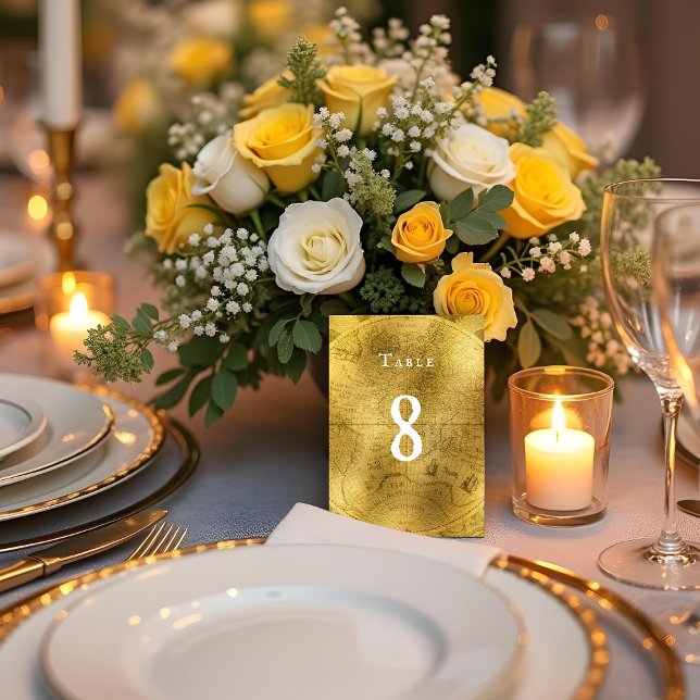 Vintage Golden Wedding Table Number (Vintage Golden Wedding Table Number)