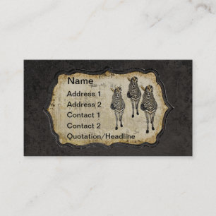 Vintage Golden White Zebras Business Card/Tags Card