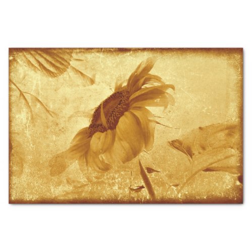 Vintage Golden Yellow Sunflower Grunge Texture Tissue Paper