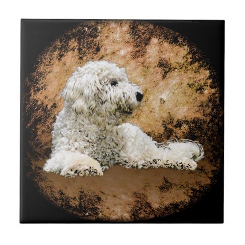 Vintage Goldendoodle Dog Ceramic Tile