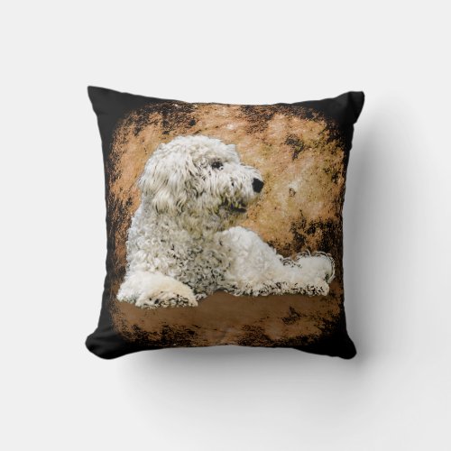 Vintage Goldendoodle Dog Throw Pillow