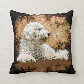 Vintage Goldendoodle Dog Throw Pillow by AutumnRoseMDS at Zazzle
