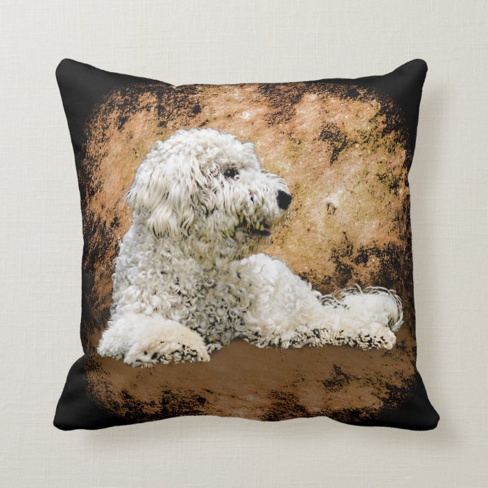 Vintage Goldendoodle Dog Throw Pillow