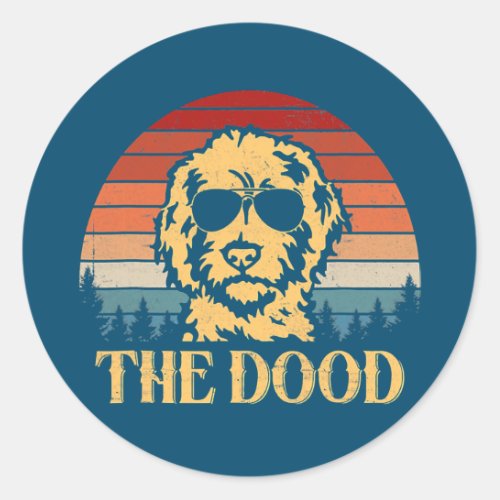 Vintage Goldendoodle The Dood Gift Dad Mom Kids  Classic Round Sticker