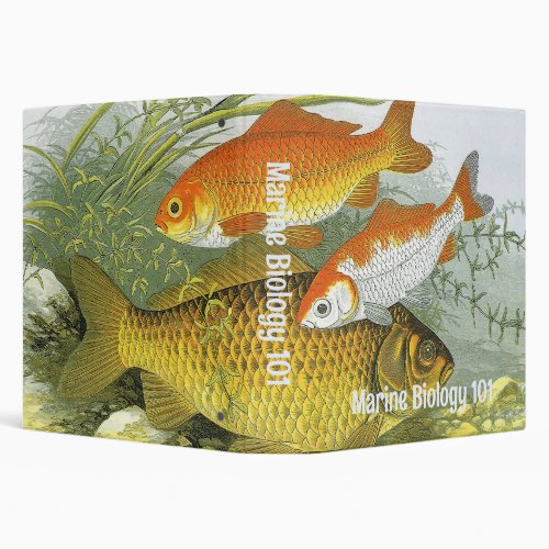 Vintage Goldfish Koi Fish Marine Aquatic Sea Life 3 Ring Binder