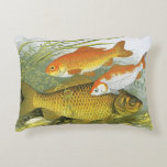 Vintage Goldfish Koi Fish, Marine Aquatic Sea Life Accent Pillow