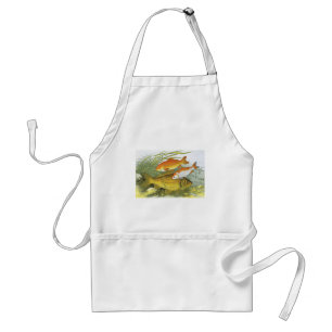 Vintage Goldfish Koi Fish, Marine Aquatic Sea Life Adult Apron