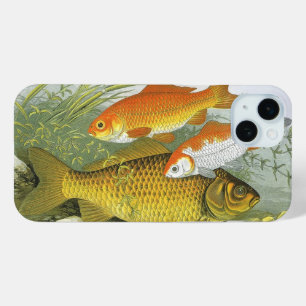 Vintage Goldfish Koi Fish, Marine Aquatic Sea Life iPhone 15 Plus Case