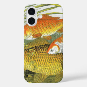 Vintage Goldfish Koi Fish, Marine Aquatic Sea Life iPhone 16 Case